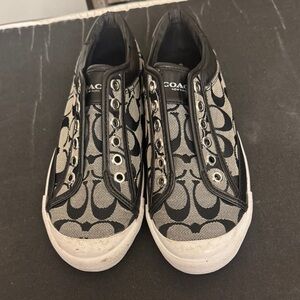 Coach Monogram Black and Gray Slip-On Sneakers